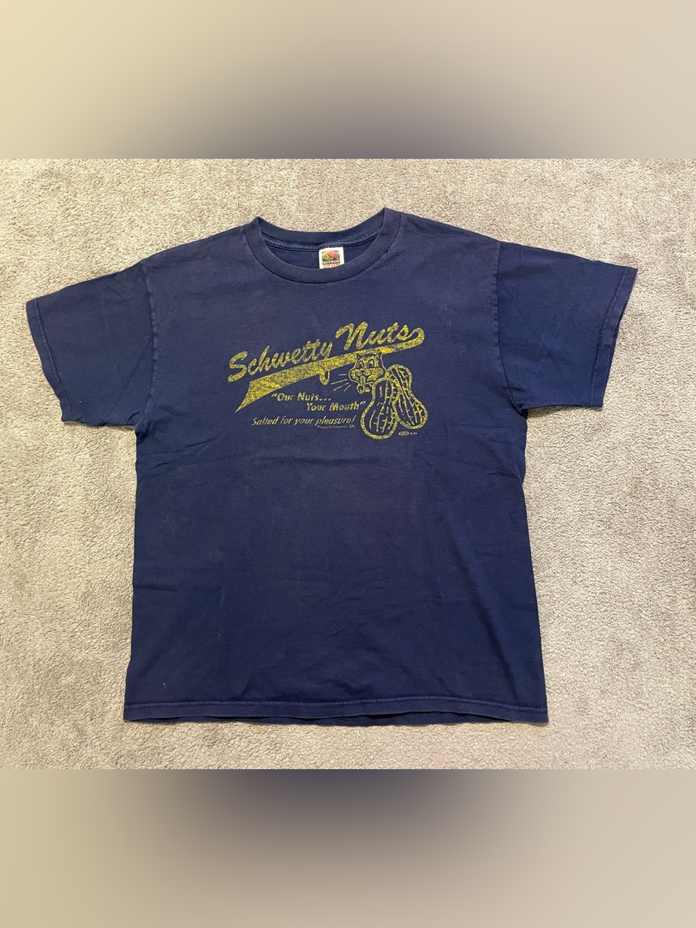Vintage Y2K Schwetty Nuts SNL Parody Graphic T Shirt Mens L Navy Funny Rare